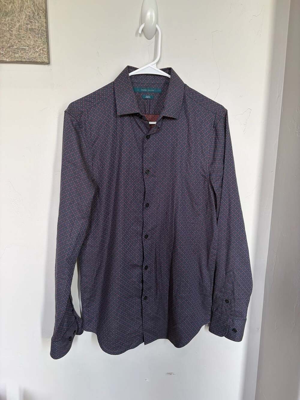 Perry Ellis Slim Fit Stretch Long Sleeve Button-Down Shirt